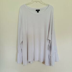 Lord & Taylor Woman White Ruffle Sleeve Pullover Knit Top SZ 3X NEW